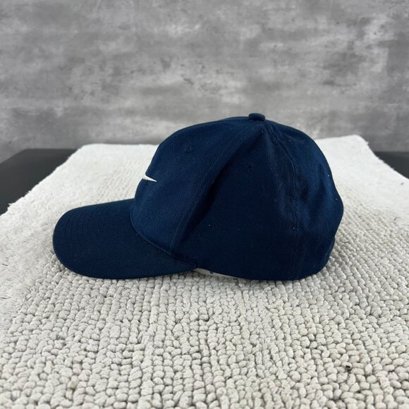 VINTAGE NIKE CENTER SWOOSH SNAPBACK HAT OSFA Y2K NAVY BLUE EMBROIDERED - Picture 3 of 8